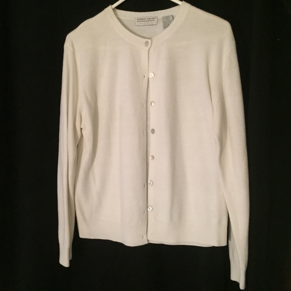 Simple, cozy cardigan with pearly buttons!